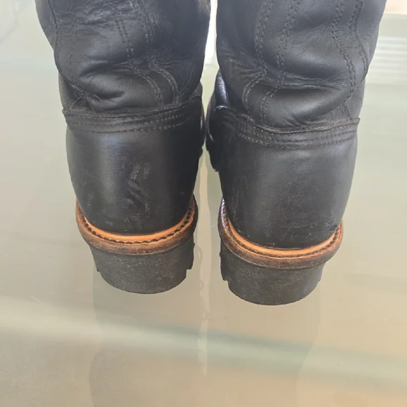 Chippewa Black Leather Lace-Up Work Boots - Picture 3 of 12